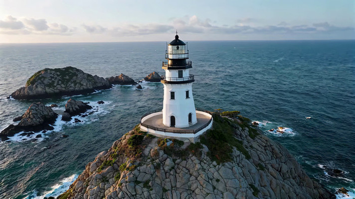 海上灯塔俯瞰风光 海上灯塔俯瞰风光
