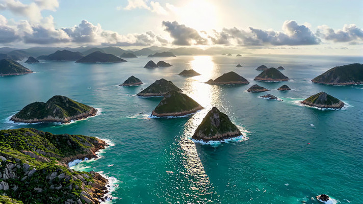 海上群岛日出全景 海上群岛日出全景