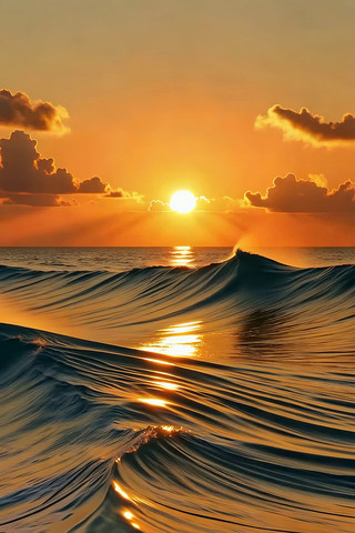 海上日落海浪景观 海上日落海浪景观