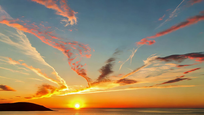 海上日落天空晚霞景象 海上日落天空晚霞景象