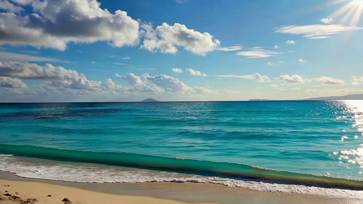 海滩海洋蓝天白云风景 海滩海洋蓝天白云风景