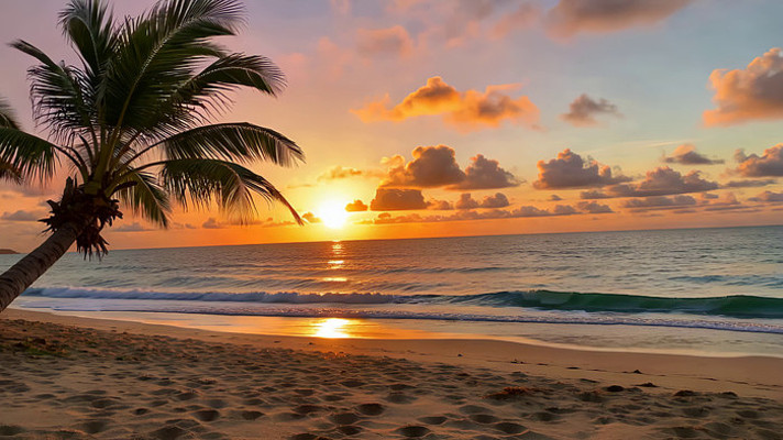 海滩日落自然风光 海滩日落自然风光