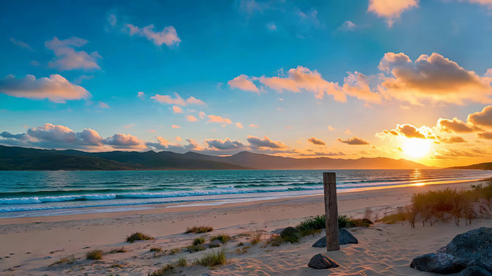 海滩日落自然风光 海滩日落自然风光