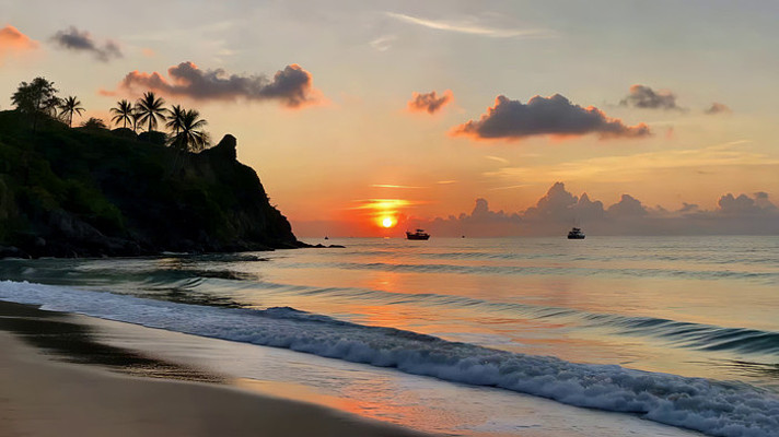 海滩日落自然风光 海滩日落自然风光