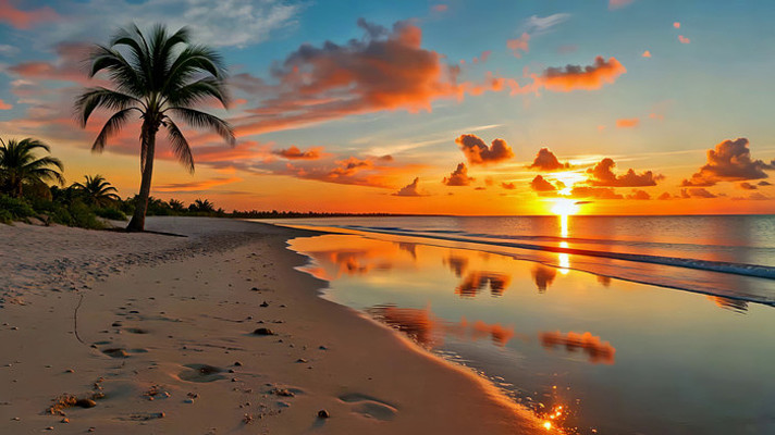 海滩夕阳美景 海滩夕阳美景