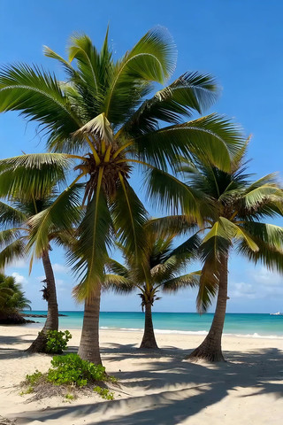 海滩棕榈树自然风光 海滩棕榈树自然风光