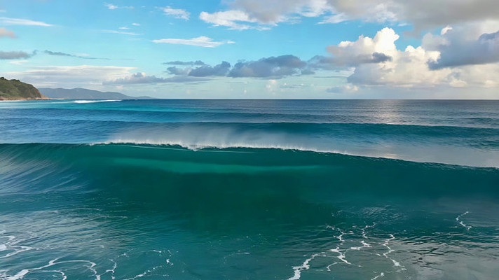 海洋海浪蓝天白云自然景观 海洋海浪蓝天白云自然景观