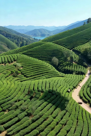 航拍层叠茶园自然风光 航拍层叠茶园自然风光
