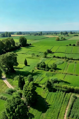 航拍绿色农田自然风光 航拍绿色农田自然风光