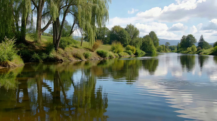 河边垂柳自然风光素材 河边垂柳自然风光素材