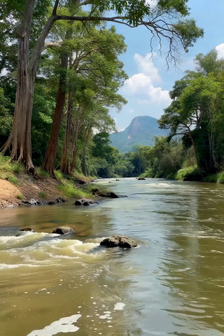 河边树林自然风光 河边树林自然风光