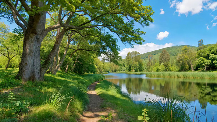 河边树林自然风光素材 河边树林自然风光素材