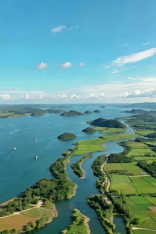 河流湖泊田园风光航拍 河流湖泊田园风光航拍