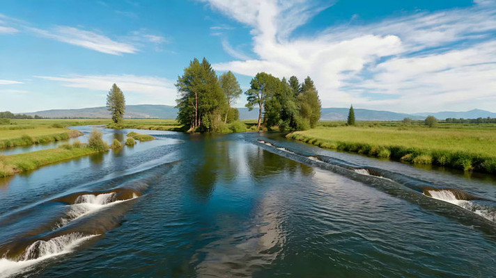 河流森林自然风光全景 河流森林自然风光全景