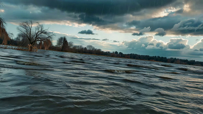 河流上空阴云密布的景象 河流上空阴云密布的景象