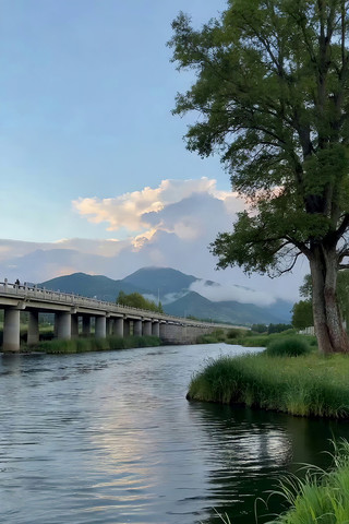 河畔桥梁自然风光素材 河畔桥梁自然风光素材