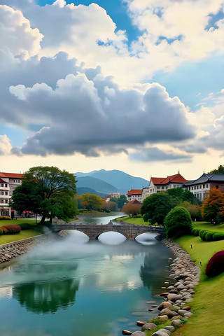 河畔石桥自然风光素材 河畔石桥自然风光素材