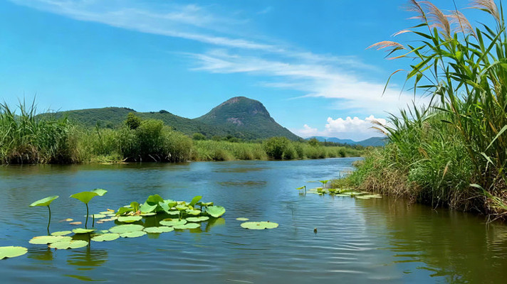 河塘荷叶自然风光 河塘荷叶自然风光