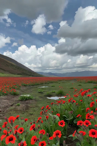 红色花海自然风光 红色花海自然风光