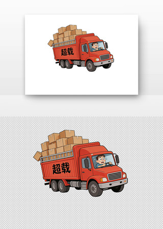 红色货车超载驾驶卡通图 红色货车超载驾驶卡通图