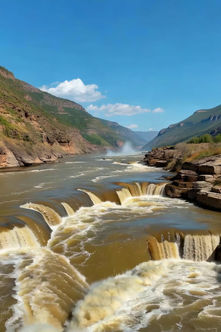 黄河瀑布自然风光 黄河瀑布自然风光