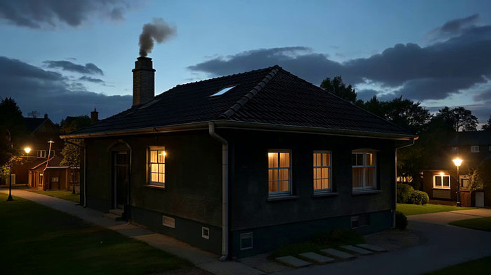 黄昏时独栋房屋夜景 黄昏时独栋房屋夜景