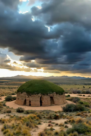 荒漠中的圆形建筑景观 荒漠中的圆形建筑景观
