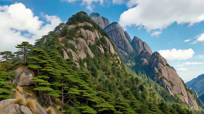 黄山山峰青松自然景观 黄山山峰青松自然景观