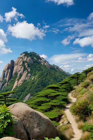 黄山自然风光山间小径景观 黄山自然风光山间小径景观