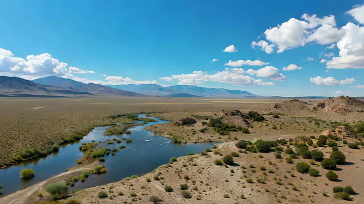 荒原河流自然风光全景 荒原河流自然风光全景