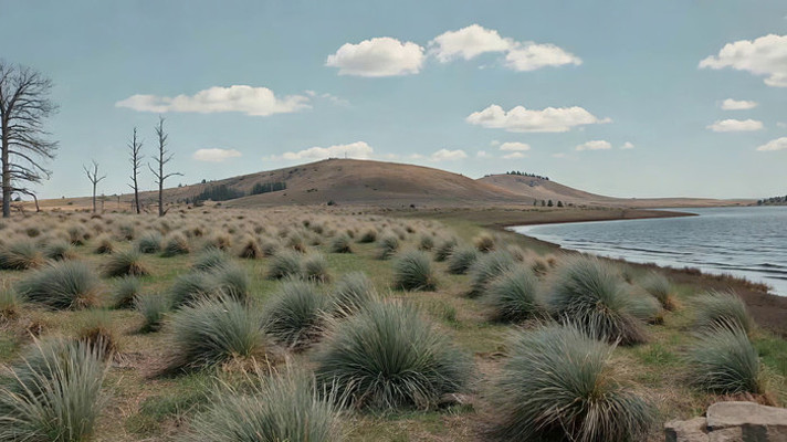 湖边草地自然风光 湖边草地自然风光