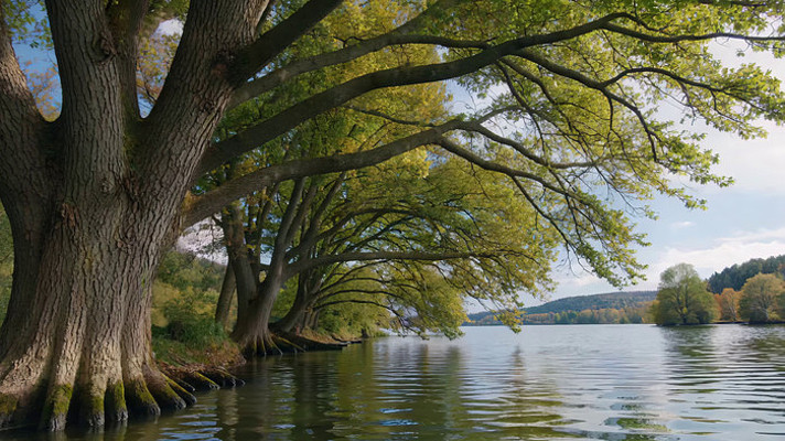 湖边大树自然风光素材 湖边大树自然风光素材