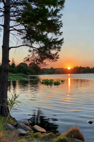 湖边日落自然风光素材 湖边日落自然风光素材