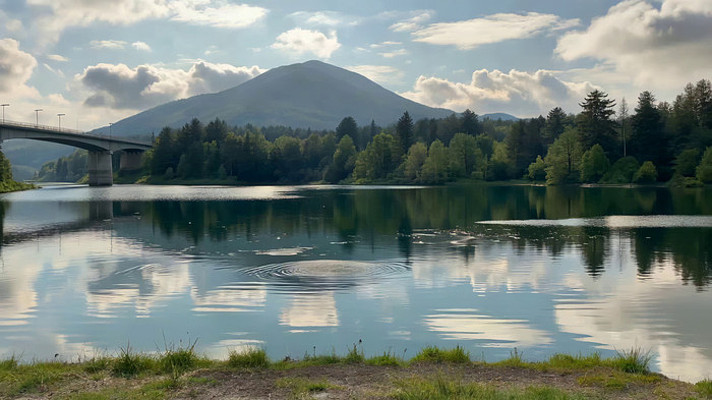湖泊山林桥梁自然风光 湖泊山林桥梁自然风光