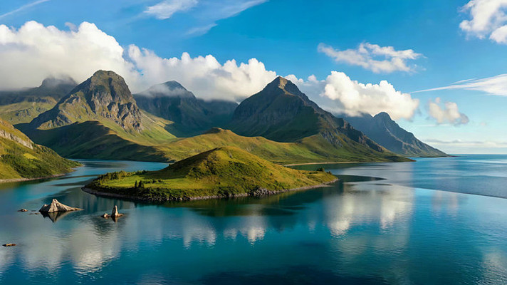 湖泊山脉自然风光全景 湖泊山脉自然风光全景