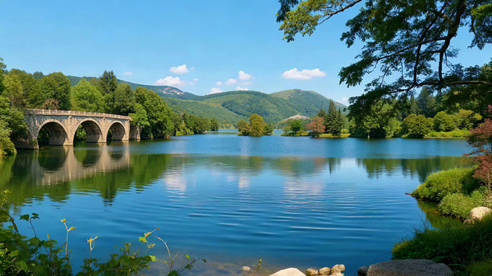 湖泊石桥自然风光 湖泊石桥自然风光