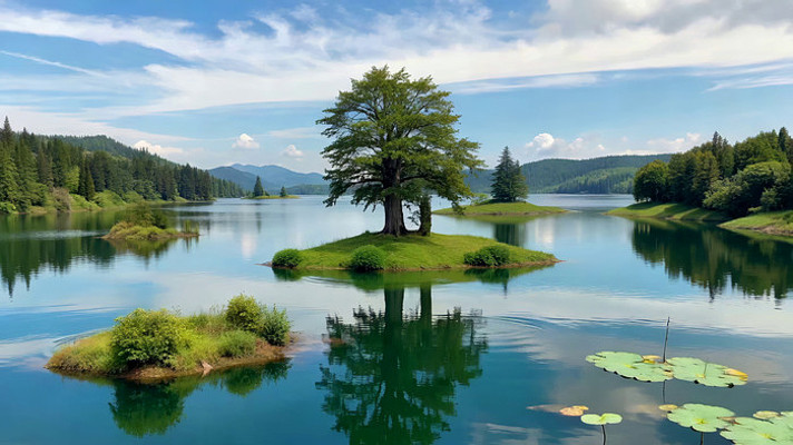 湖泊树林自然风光素材 湖泊树林自然风光素材