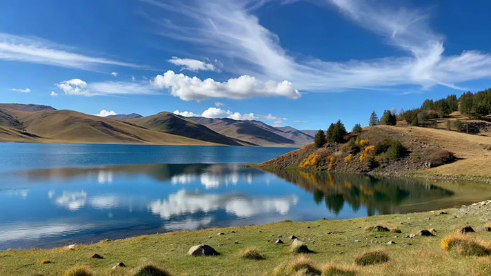 湖泊自然风光全景 湖泊自然风光全景