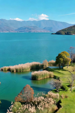 湖光山色自然风光航拍素材 湖光山色自然风光航拍素材