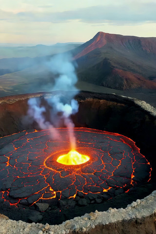 火山口岩浆喷发景象 火山口岩浆喷发景象
