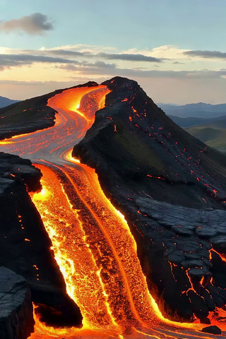 火山熔岩流淌自然景观 火山熔岩流淌自然景观