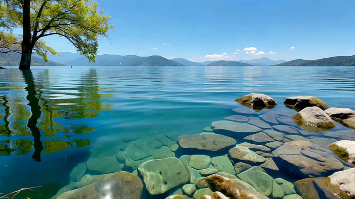 �����峺��ˮ�밶��ʯͷ�羰