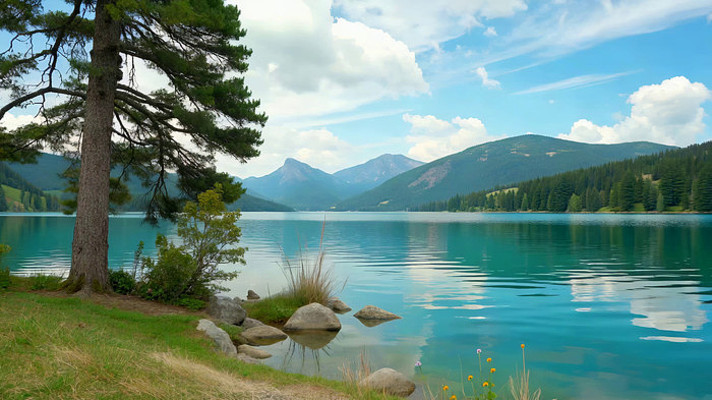 湖畔森林自然风光 湖畔森林自然风光