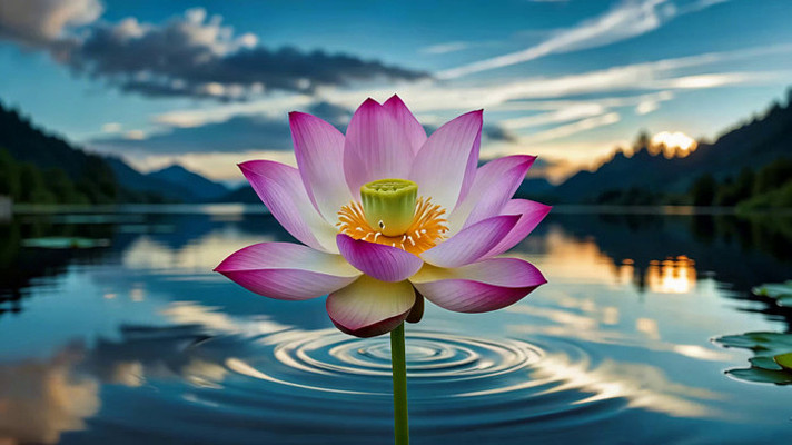 湖畔盛开的荷花特写 湖畔盛开的荷花特写