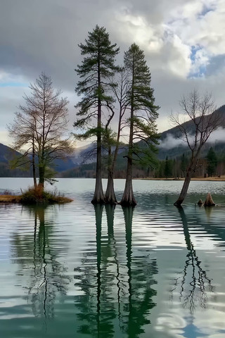 湖畔树木自然风光 湖畔树木自然风光