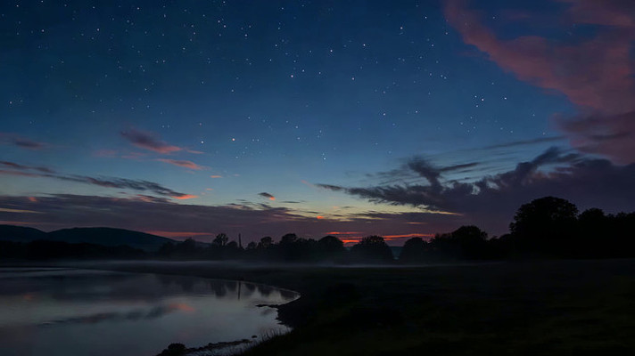 湖畔星空夜景自然风光 湖畔星空夜景自然风光