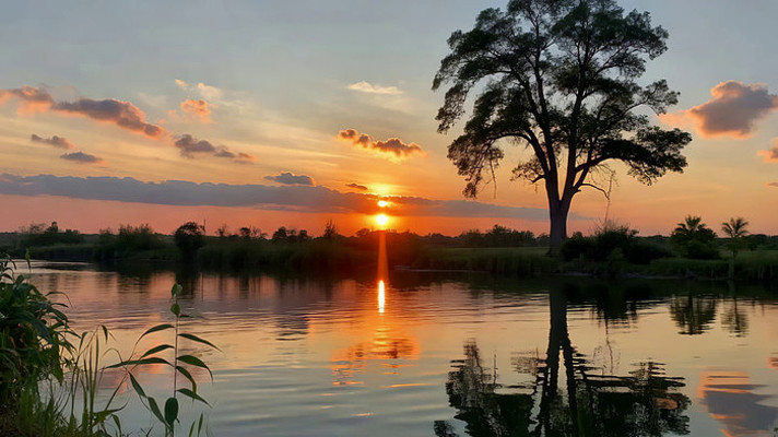 湖畔夕阳自然风光 湖畔夕阳自然风光