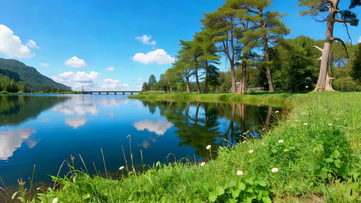 湖畔自然风光景观 湖畔自然风光景观