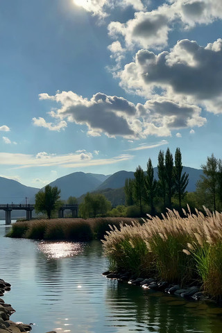 湖畔自然风光美景 湖畔自然风光美景