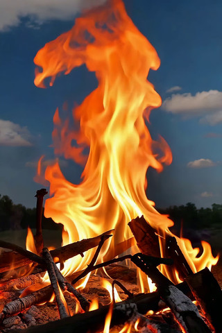 户外篝火燃烧景象 户外篝火燃烧景象